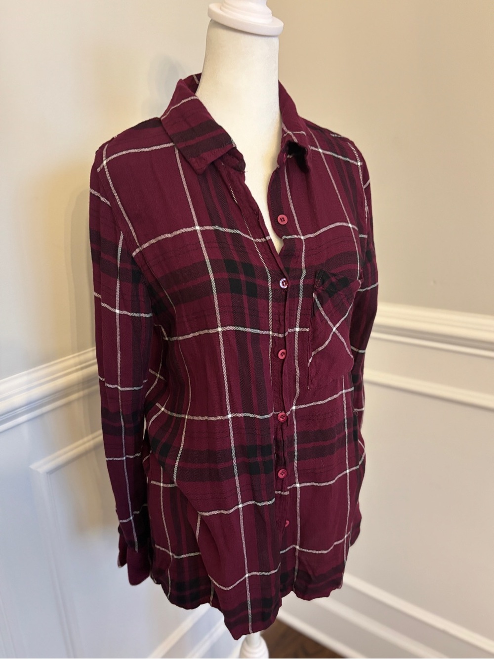 Rebellion Wine Plaid Button-Down Shirt